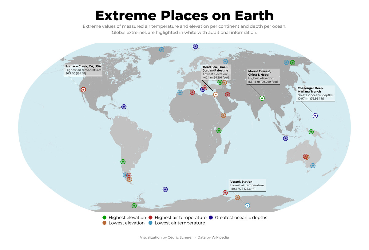 MapChallenge 2019 Day 16 Places Extremes on Earth