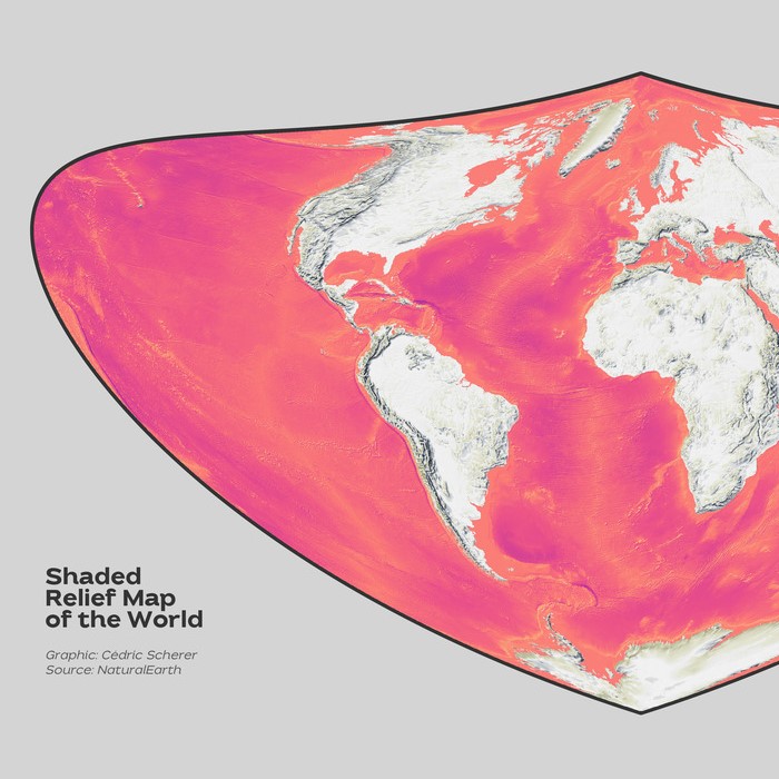 MapChallenge 2021 Day 13 NaturalEarth Relief Bonne Projection