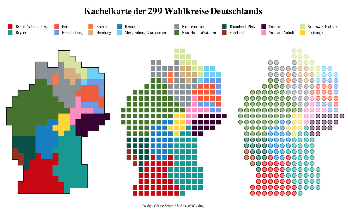 2021 Wahlkreise Tile Grid Map